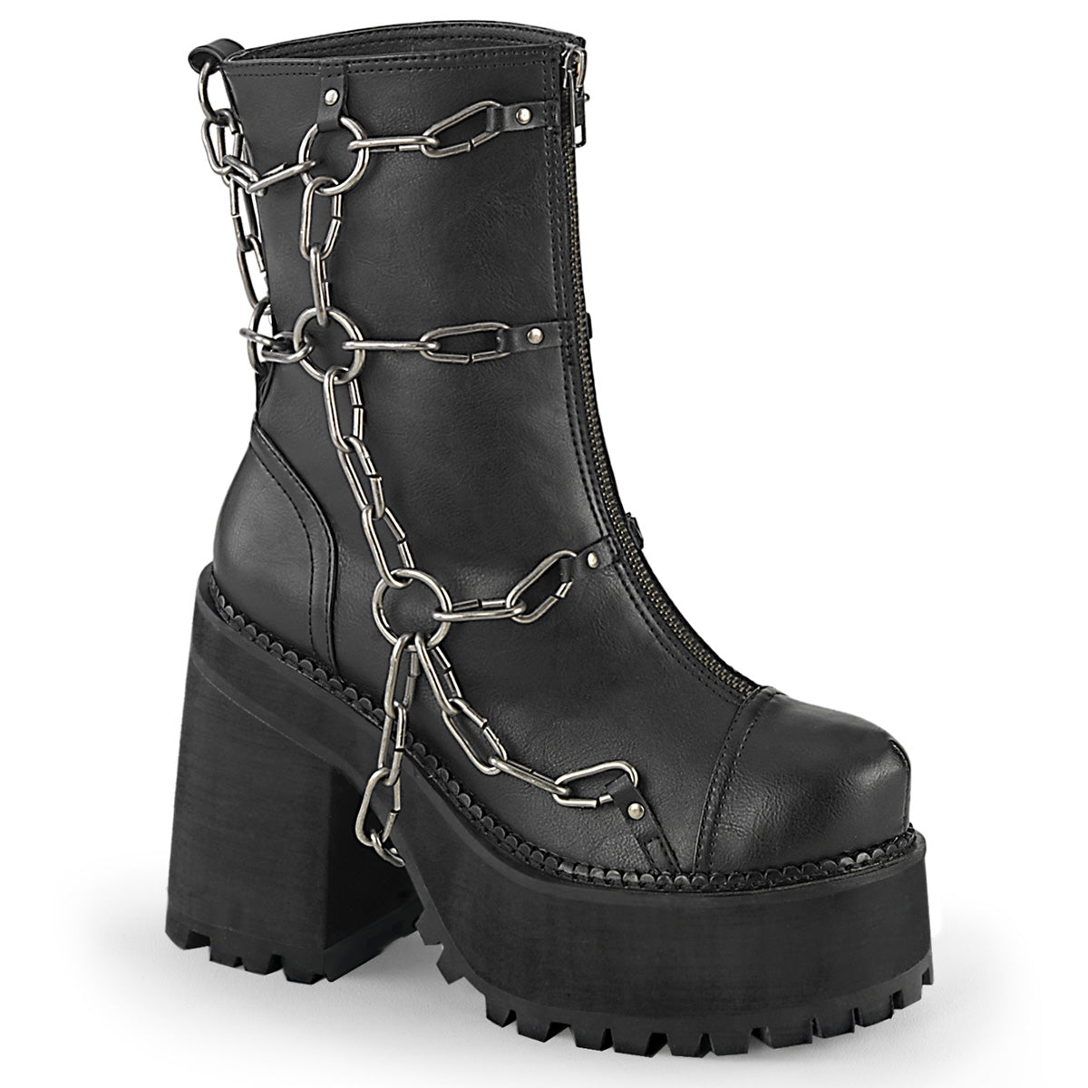 4 3/4" Heel, 2 1/4" PF Ankle Boot, Front Zip (Demonia ASST66/BVL)