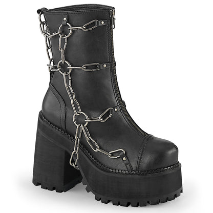 4 3/4" Heel, 2 1/4" PF Ankle Boot, Front Zip (Demonia ASST66/BVL)