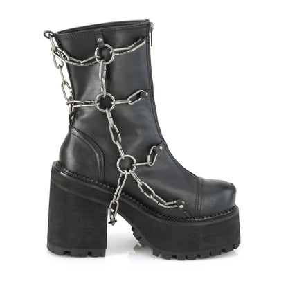 4 3/4" Heel, 2 1/4" PF Ankle Boot, Front Zip (Demonia ASST66/BVL)