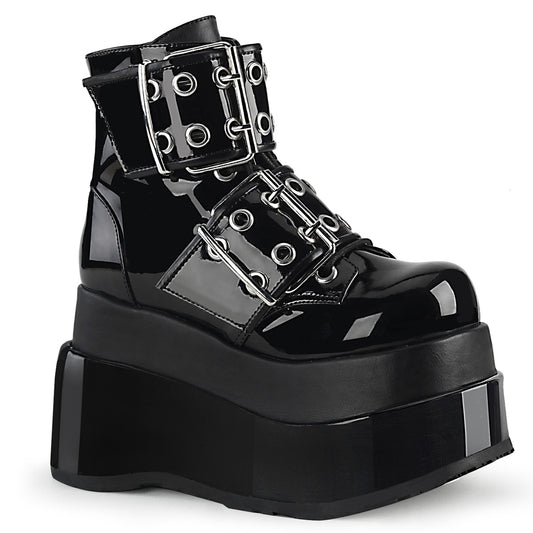 4 1/2" Tiered PF Lace-Up Ankle Boot, Side Zip (Demonia BEAR104/BPT-BVL)