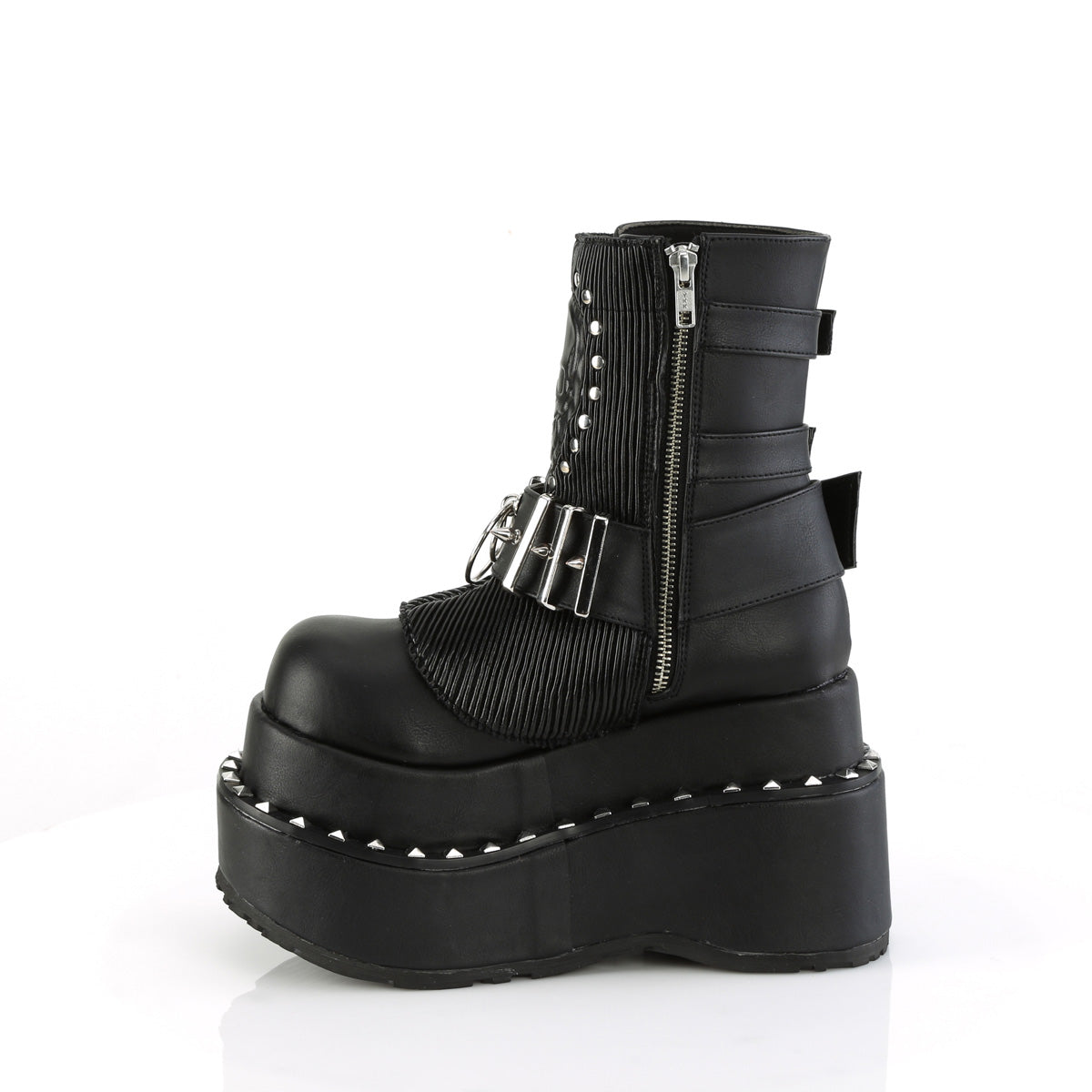 4 1/2" Tiered PF Lace-Up Ankle Boot, Side Zip (Demonia BEAR150/BVL)