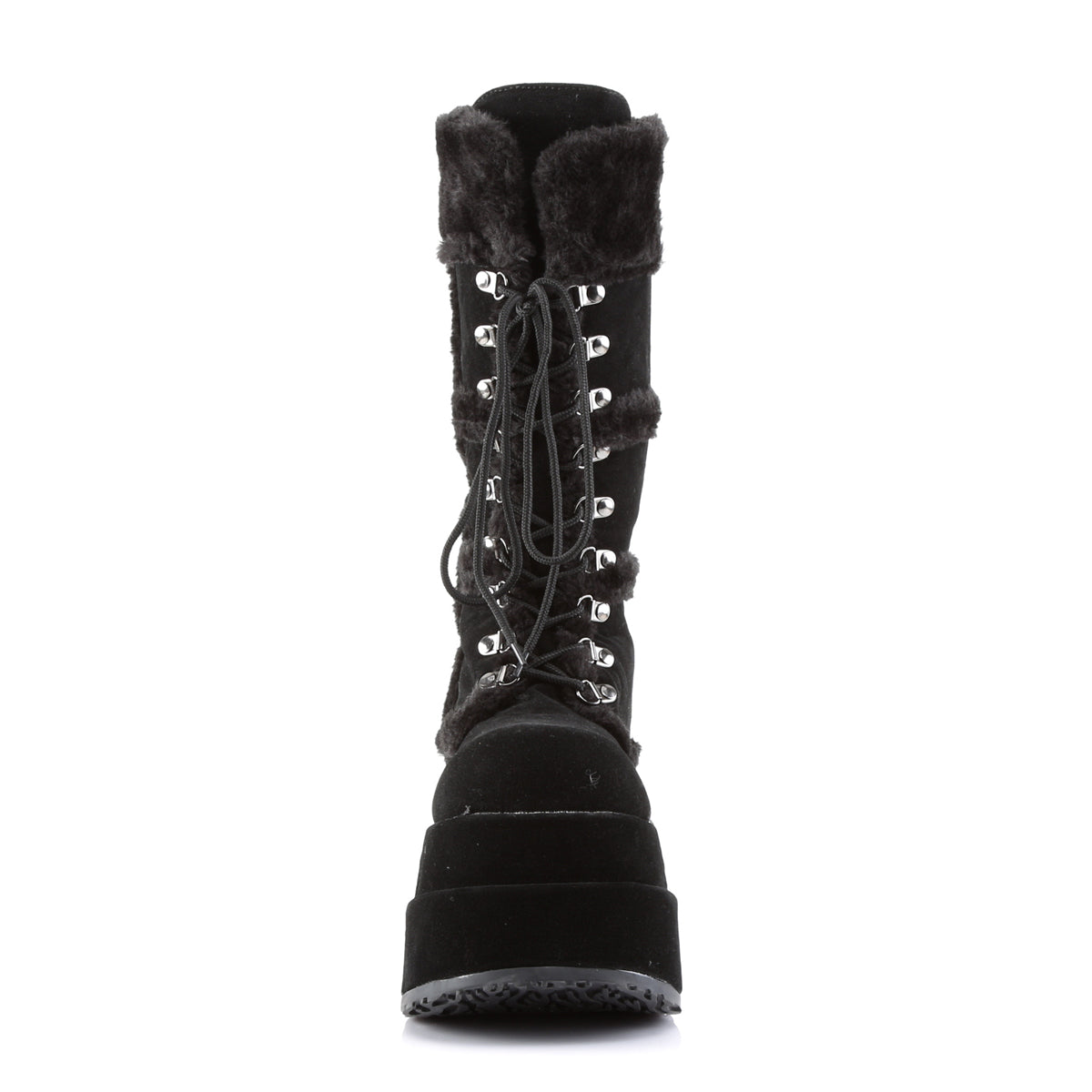 4 1/2" PF Goth Punk Stacked Vegan Suede Calf BT (Demonia BEAR202/B/PU)