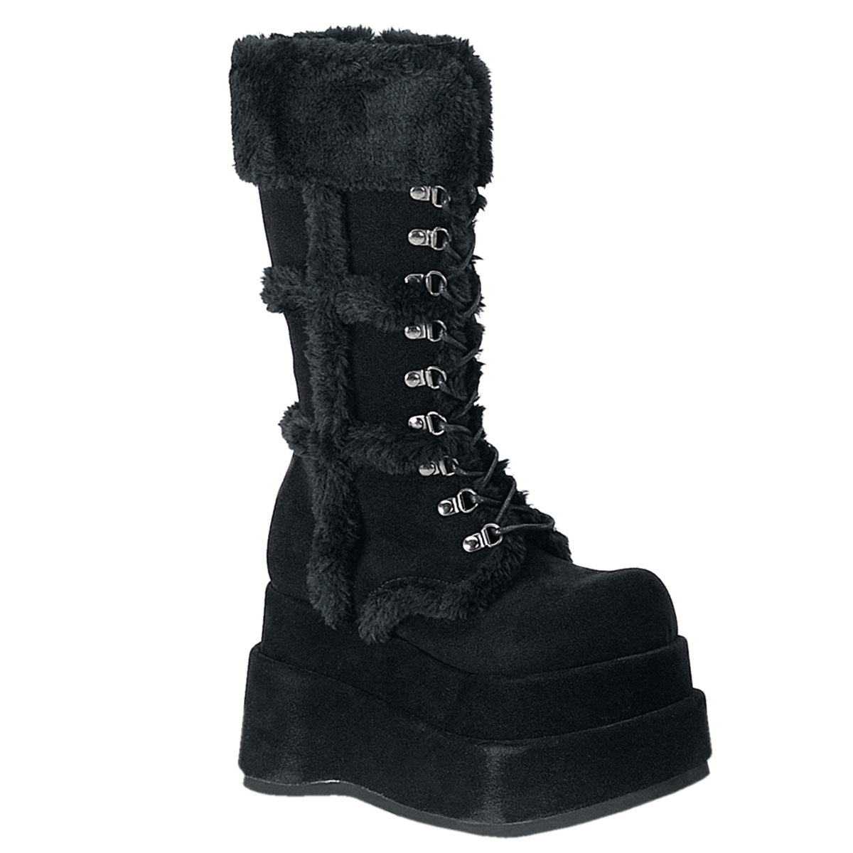 4 1/2" PF Goth Punk Stacked Vegan Suede Calf BT (Demonia BEAR202/B/PU)