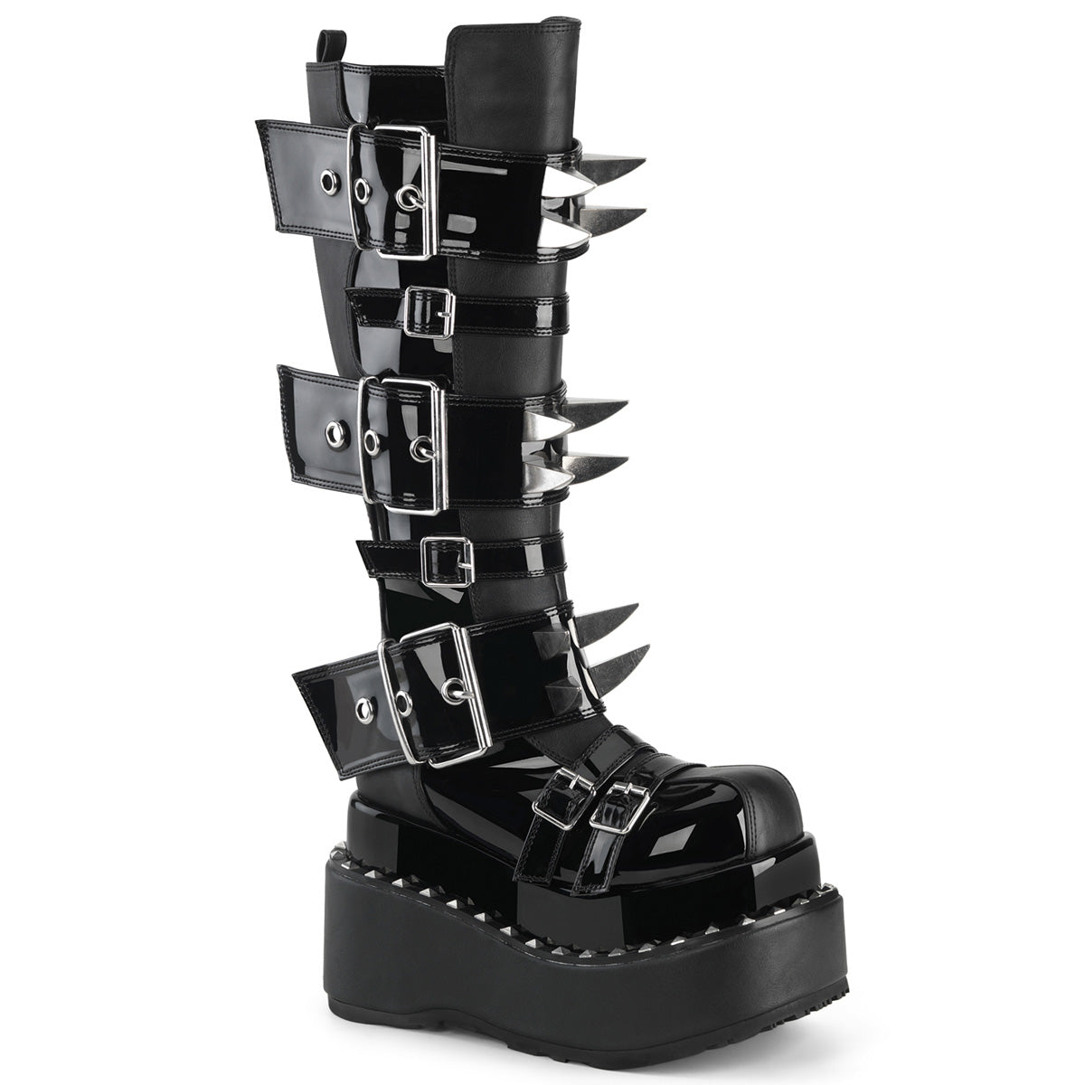 4 1/2" Tiered PF Buckle Knee High, Inside Zip (Demonia BEAR215/BVL)