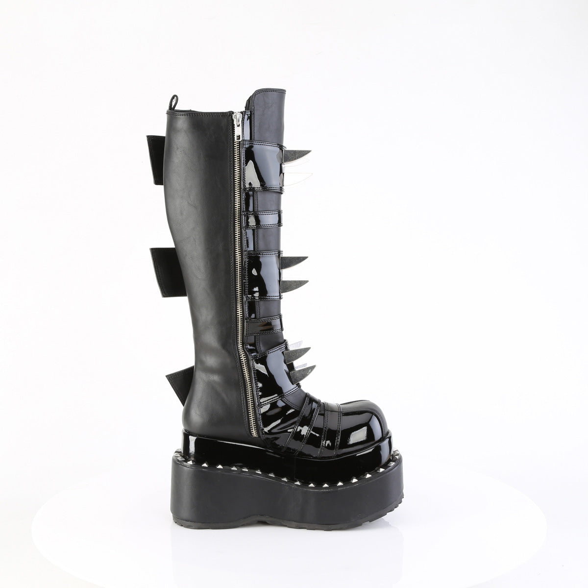 4 1/2" Tiered PF Buckle Knee High, Inside Zip (Demonia BEAR215/BVL)