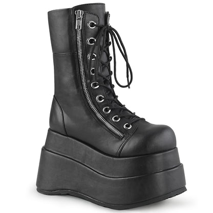 4 1/2" Tiered PF Lace-Up Mid-Calf Boot, Inner & Outer Zip (Demonia BEAR265/BVL)