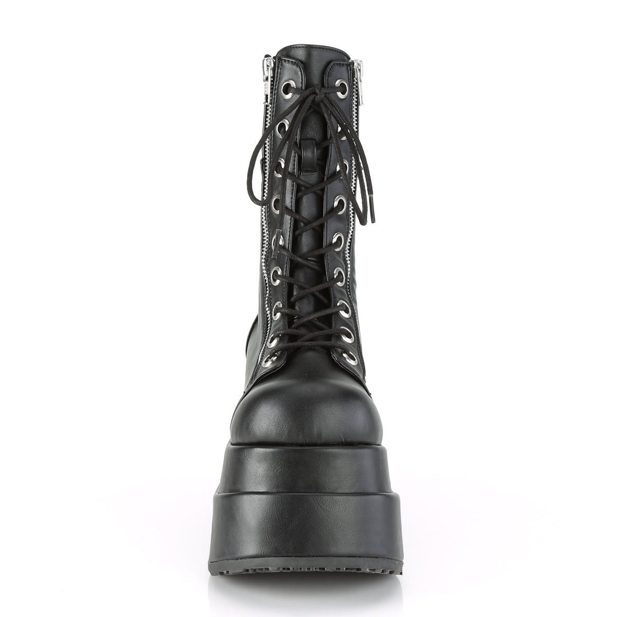 4 1/2" Tiered PF Lace-Up Mid-Calf Boot, Inner & Outer Zip (Demonia BEAR265/BVL)