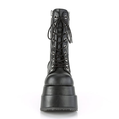4 1/2" Tiered PF Lace-Up Mid-Calf Boot, Inner & Outer Zip (Demonia BEAR265/BVL)