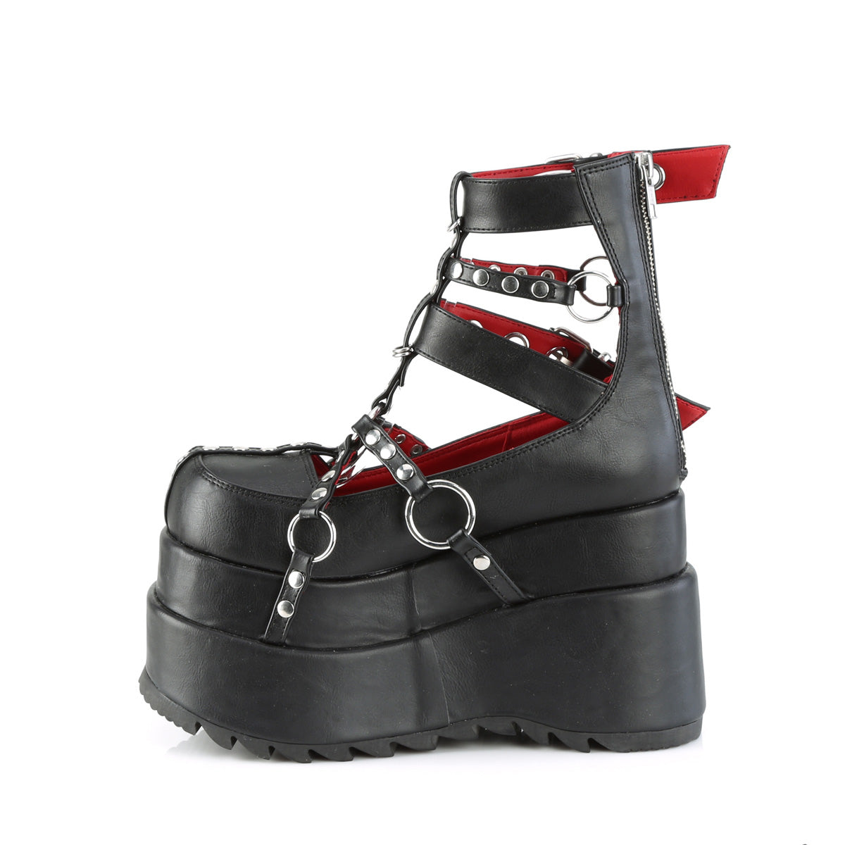 **4 1/2" Tiered PF Cage Bootie, Back Metal Zip (Demonia BEAR28/BVL)