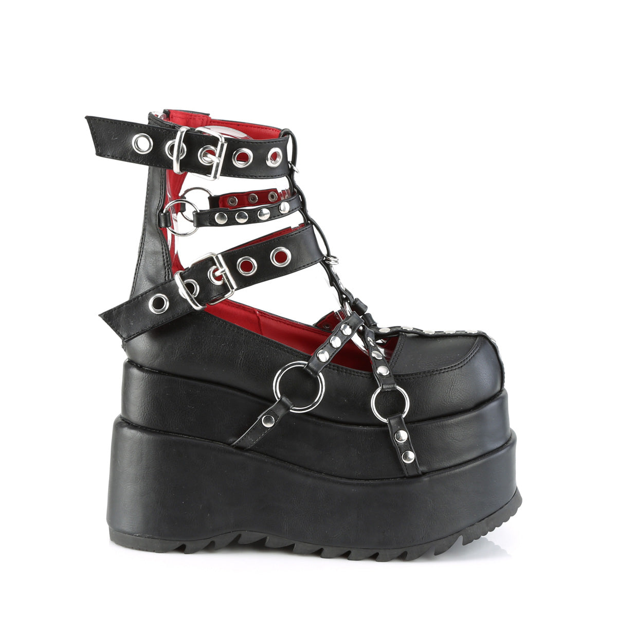 **4 1/2" Tiered PF Cage Bootie, Back Metal Zip (Demonia BEAR28/BVL)