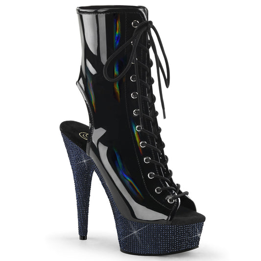 *6" Heel, 1 3/4" PF Open Toe/Heel Lace-Up Ankle Boot wRS (Pleaser BEJ1016-6/BHG/MDBRS)