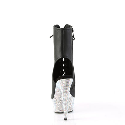 *6" Heel, 1 3/4" PF Open Toe/Heel Lace-Up Ankle Boot wRS (Pleaser BEJ1016-6/BHG/MDBRS)