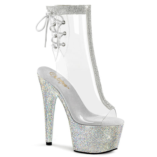 *7" Heel, 2 3/4" PF Open Toe/Heel Ankle Boot w/RS (Pleaser BEJ1018C-2RS/C/SRS)