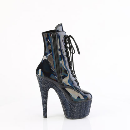 *7" Heel, 2 3/4" PF Front Lace-Up Ankle Boot w/RS, Side Zip (Pleaser BEJ1020-7/BHG/MDBRS)