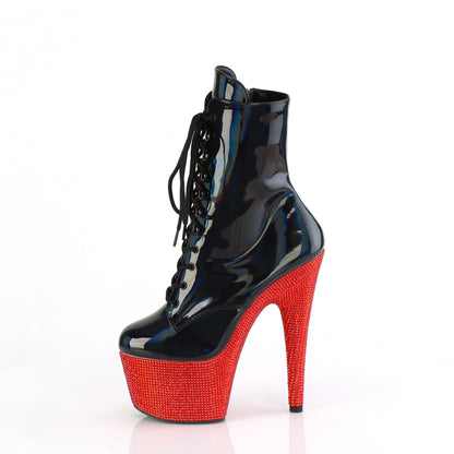 *7" Heel, 2 3/4" PF Front Lace-Up Ankle Boot w/RS, Side Zip (Pleaser BEJ1020-7/BHG/MDBRS)