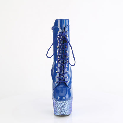 *7" Heel, 2 3/4" PF Front Lace-Up Ankle Boot w/RS, Side Zip (Pleaser BEJ1020-7/BHG/MDBRS)
