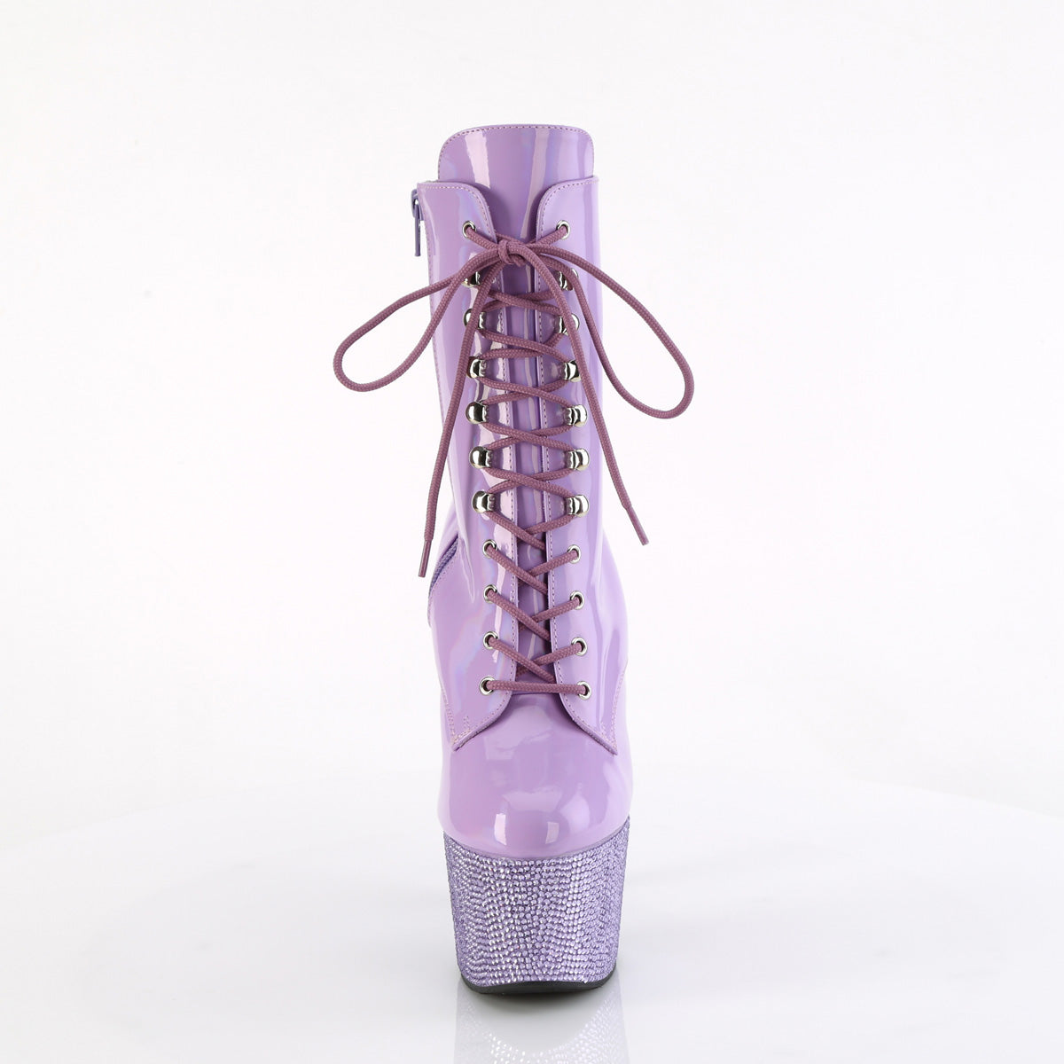 *7" Heel, 2 3/4" PF Front Lace-Up Ankle Boot w/RS, Side Zip (Pleaser BEJ1020-7/BHG/MDBRS)