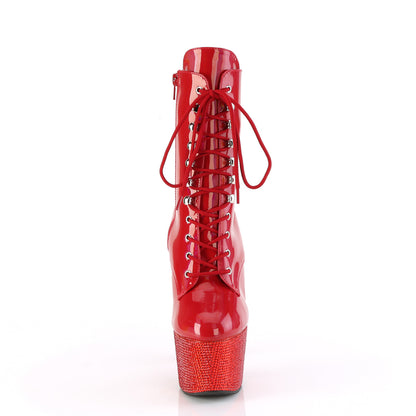 *7" Heel, 2 3/4" PF Front Lace-Up Ankle Boot w/RS, Side Zip (Pleaser BEJ1020-7/BHG/MDBRS)