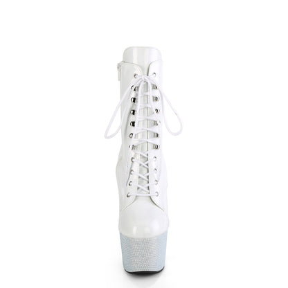 *7" Heel, 2 3/4" PF Front Lace-Up Ankle Boot w/RS, Side Zip (Pleaser BEJ1020-7/BHG/MDBRS)