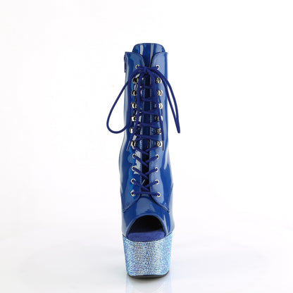 *7" Heel, 2 3/4" PF Peep Toe Ankle Boot w/RS, Side Zip (Pleaser BEJ1021-7/BLHG/BLRS)