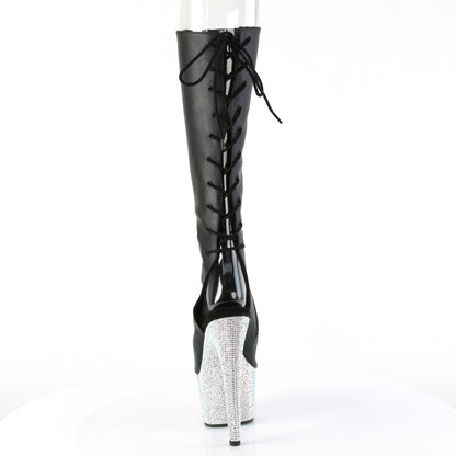 *7" Heel, 2 3/4" PF Open Toe/Heel Knee Boot w/RS, Side Zip (Pleaser BEJ2018-7/BPU/SRS)