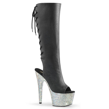 *7" Heel, 2 3/4" PF Open Toe/Heel Knee Boot w/RS, Side Zip (Pleaser BEJ2018-7/BPU/SRS)
