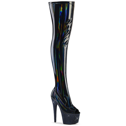*7" Heel, 2 3/4" PF Peep Toe Thigh Boot w/RS, Side Zip (Pleaser BEJ3011-7/BHG/MDBRS)