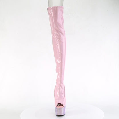 *7" Heel, 2 3/4" PF Peep Toe Thigh Boot w/RS, Side Zip (Pleaser BEJ3011-7/BHG/MDBRS)