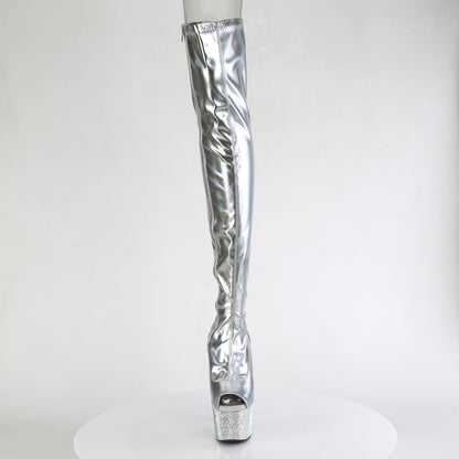 *7" Heel, 2 3/4" PF Peep Toe Thigh Boot w/RS, Side Zip (Pleaser BEJ3011-7/BHG/MDBRS)