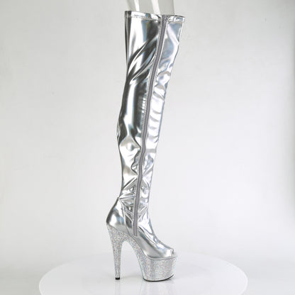 *7" Heel, 2 3/4" PF Peep Toe Thigh Boot w/RS, Side Zip (Pleaser BEJ3011-7/BHG/MDBRS)