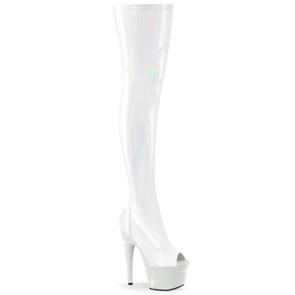 *7" Heel, 2 3/4" PF Peep Toe Thigh Boot w/RS, Side Zip (Pleaser BEJ3011-7/BHG/MDBRS)