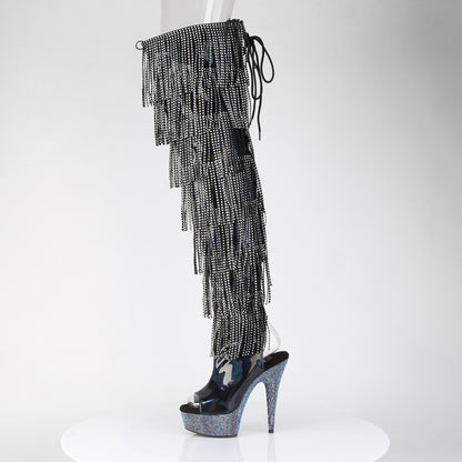 6" Heel, 1 3/4" PF 7-Layer Fringe Lace-Up Thigh Boot w/RS (Pleaser BEJ3017HG-RSF-6/B/RS)