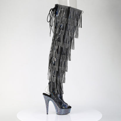 6" Heel, 1 3/4" PF 7-Layer Fringe Lace-Up Thigh Boot w/RS (Pleaser BEJ3017HG-RSF-6/B/RS)