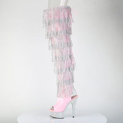 6" Heel, 1 3/4" PF 7-Layer Fringe Lace-Up Thigh Boot w/RS (Pleaser BEJ3017HG-RSF-6/B/RS)