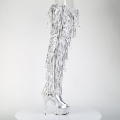 6" Heel, 1 3/4" PF 7-Layer Fringe Lace-Up Thigh Boot w/RS (Pleaser BEJ3017HG-RSF-6/B/RS)
