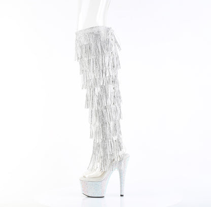 7" Heel, 2 3/4" PF 8-Layer Fringe Over-The-Knee Boot w/RS (Pleaser BEJ3019C-RSF-7/C/SRS)