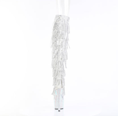 7" Heel, 2 3/4" PF 8-Layer Fringe Over-The-Knee Boot w/RS (Pleaser BEJ3019C-RSF-7/C/SRS)