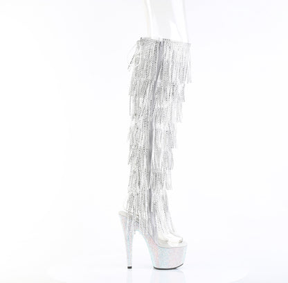 7" Heel, 2 3/4" PF 8-Layer Fringe Over-The-Knee Boot w/RS (Pleaser BEJ3019C-RSF-7/C/SRS)