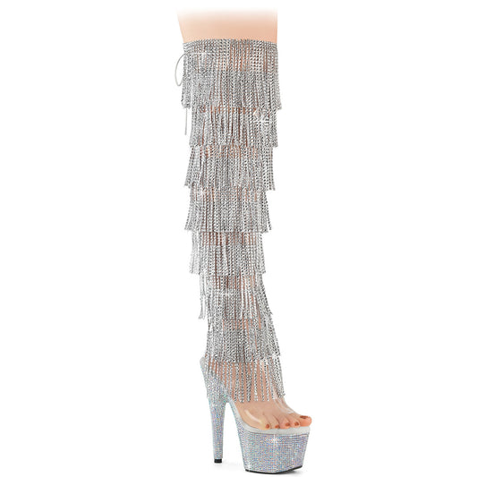 7" Heel, 2 3/4" PF 8-Layer Fringe Over-The-Knee Boot w/RS (Pleaser BEJ3019C-RSF-7/C/SRS)