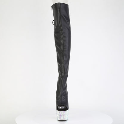 7" Heel, 2 3/4" PF Open Toe/Back Over-The-Knee Boot w/RS (Pleaser BEJ3019MS-7/BPU/SRS)