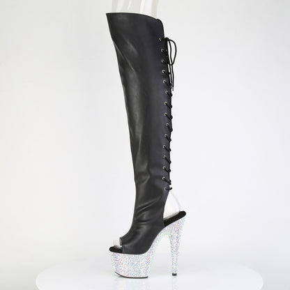 7" Heel, 2 3/4" PF Open Toe/Back Over-The-Knee Boot w/RS (Pleaser BEJ3019MS-7/BPU/SRS)