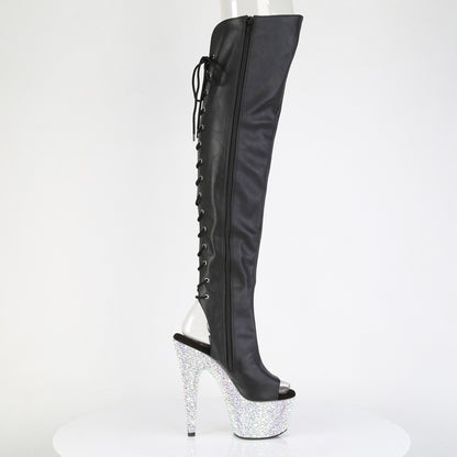 7" Heel, 2 3/4" PF Open Toe/Back Over-The-Knee Boot w/RS (Pleaser BEJ3019MS-7/BPU/SRS)