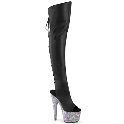 7" Heel, 2 3/4" PF Open Toe/Back Over-The-Knee Boot w/RS (Pleaser BEJ3019MS-7/BPU/SRS)