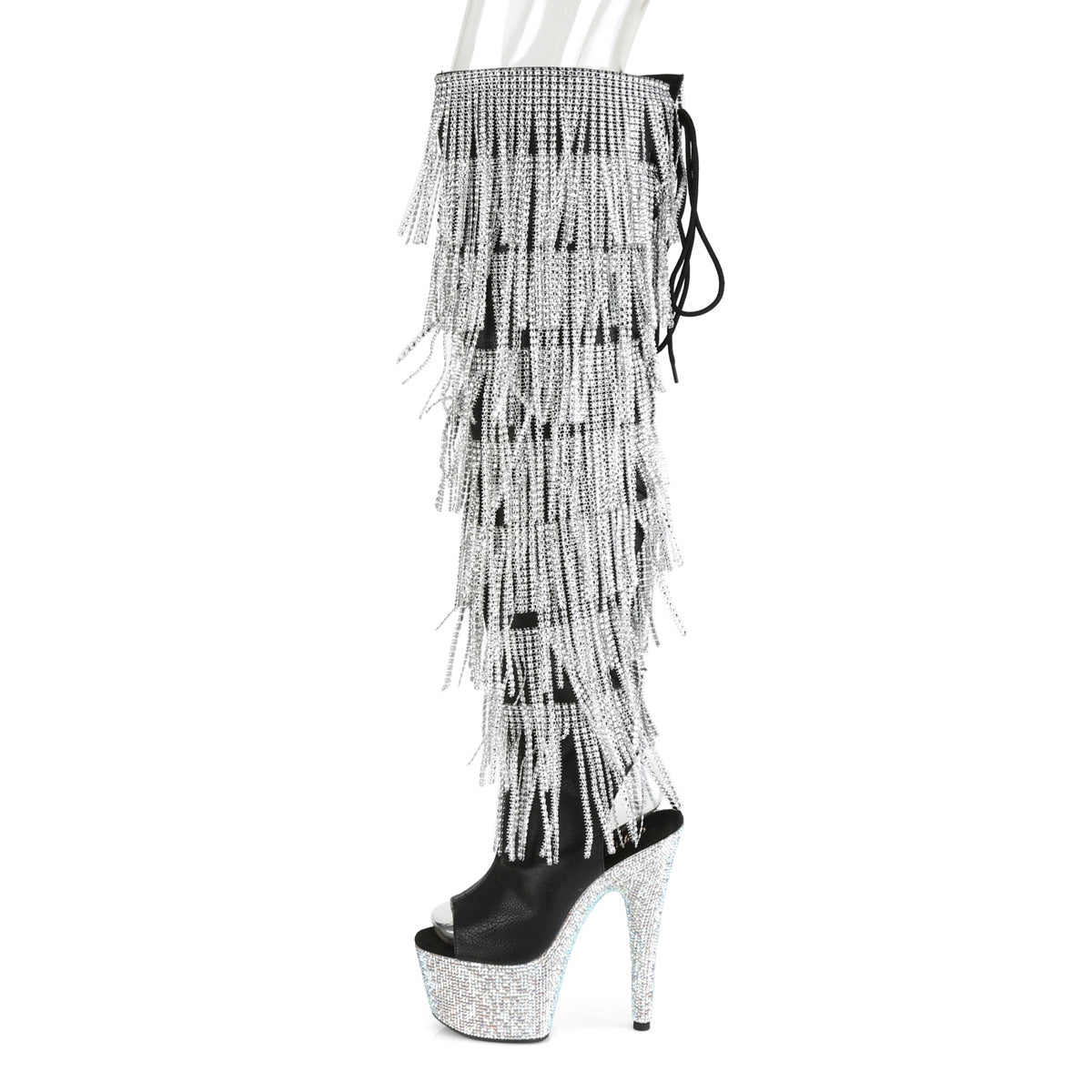 7" Heel, 2 3/4"PF Open Toe/Heel Over-The-Knee Boot, Side Zip (Pleaser BEJ3019RSF-7/BPU/SRS)