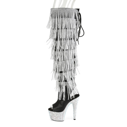 7" Heel, 2 3/4"PF Open Toe/Heel Over-The-Knee Boot, Side Zip (Pleaser BEJ3019RSF-7/BPU/SRS)