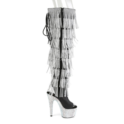 7" Heel, 2 3/4"PF Open Toe/Heel Over-The-Knee Boot, Side Zip (Pleaser BEJ3019RSF-7/BPU/SRS)