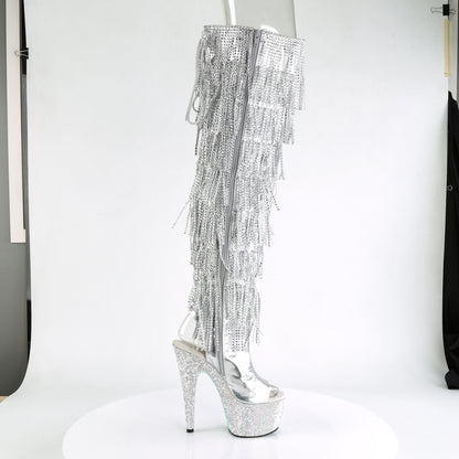 7" Heel, 2 3/4"PF Open Toe/Heel Over-The-Knee Boot, Side Zip (Pleaser BEJ3019RSF-7/BPU/SRS)