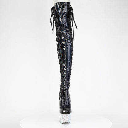 7" Heel, 2 3/4" PF Open Toe/Back Side Lace Thigh Boot w/RS (Pleaser BEJ3052HG-7/BHG/SRS)