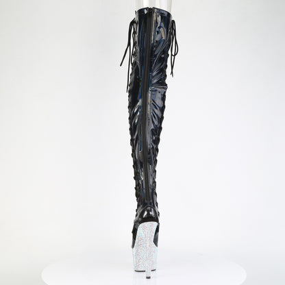 7" Heel, 2 3/4" PF Open Toe/Back Side Lace Thigh Boot w/RS (Pleaser BEJ3052HG-7/BHG/SRS)