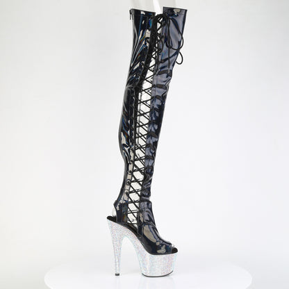 7" Heel, 2 3/4" PF Open Toe/Back Side Lace Thigh Boot w/RS (Pleaser BEJ3052HG-7/BHG/SRS)